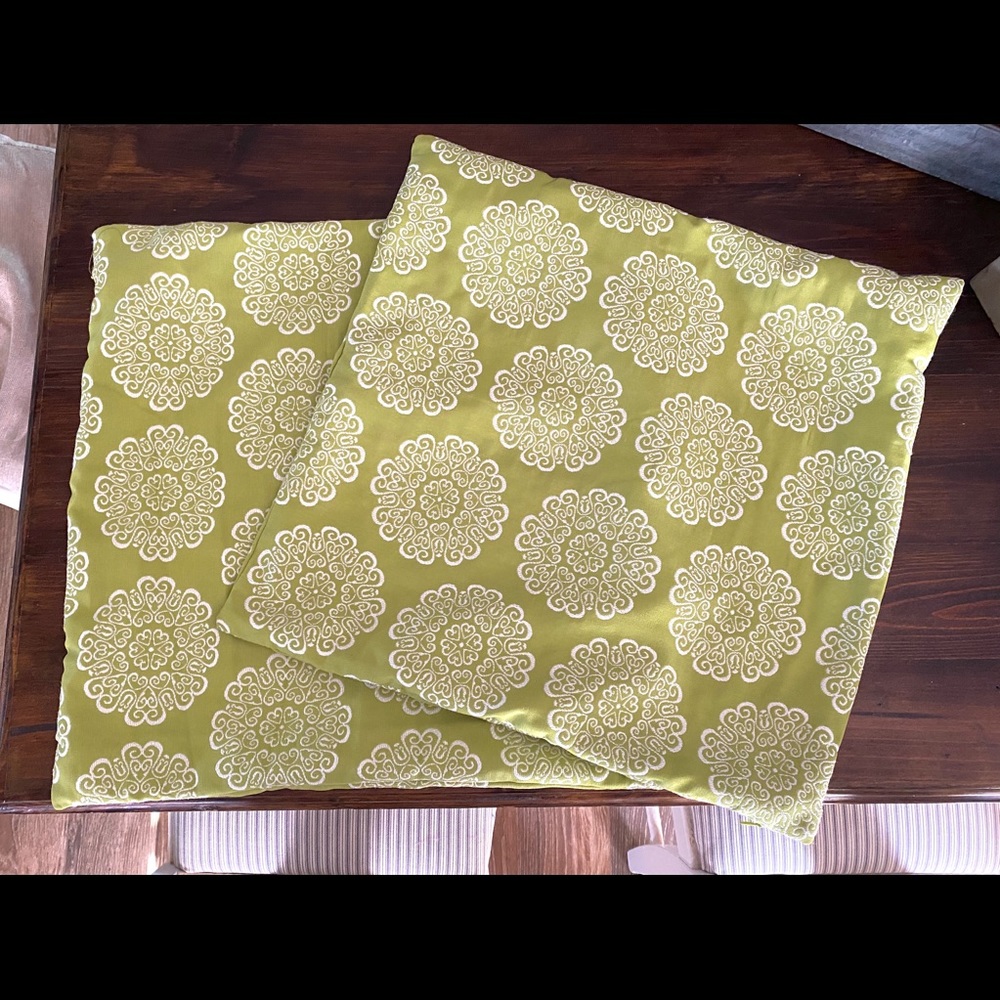 NWOT - (2) Throw Pillow Covers 18x18 Green/White